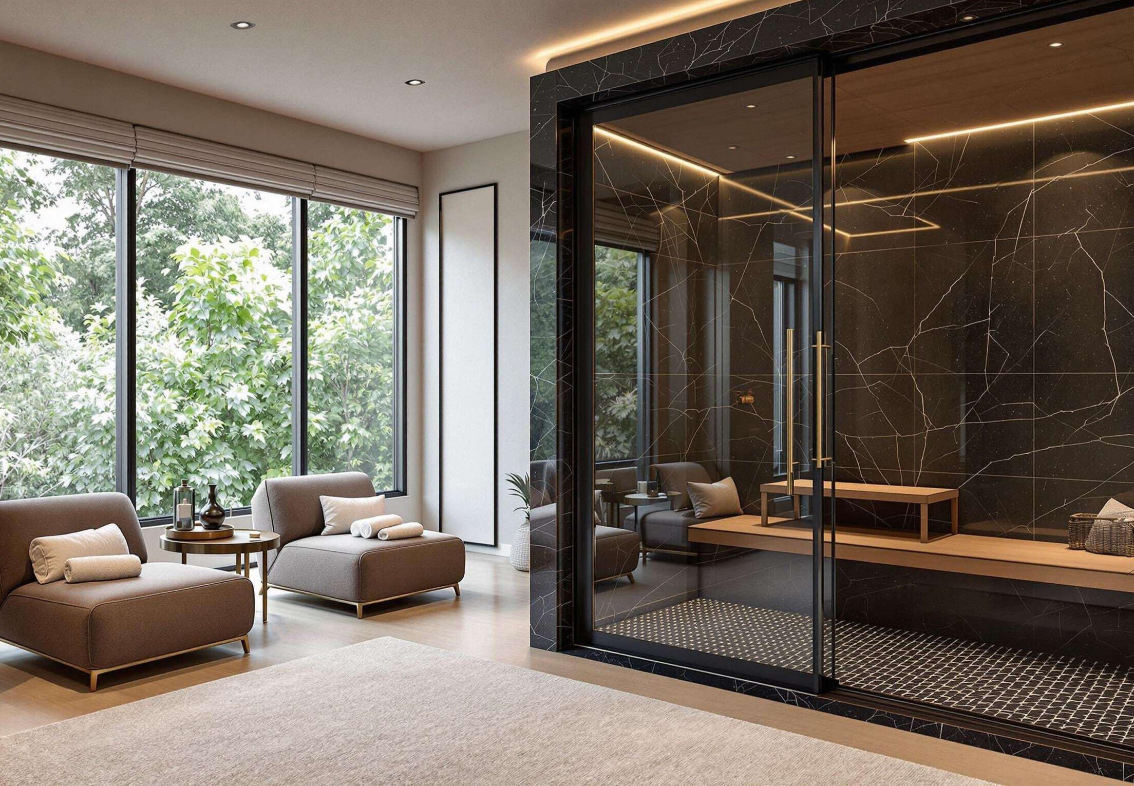 Premium Sauna for Relaxation and Wellness in Ontario Custom sauna designed with advanced heating technology and elegant finishes at Erb Rose Recreational, Ontario.